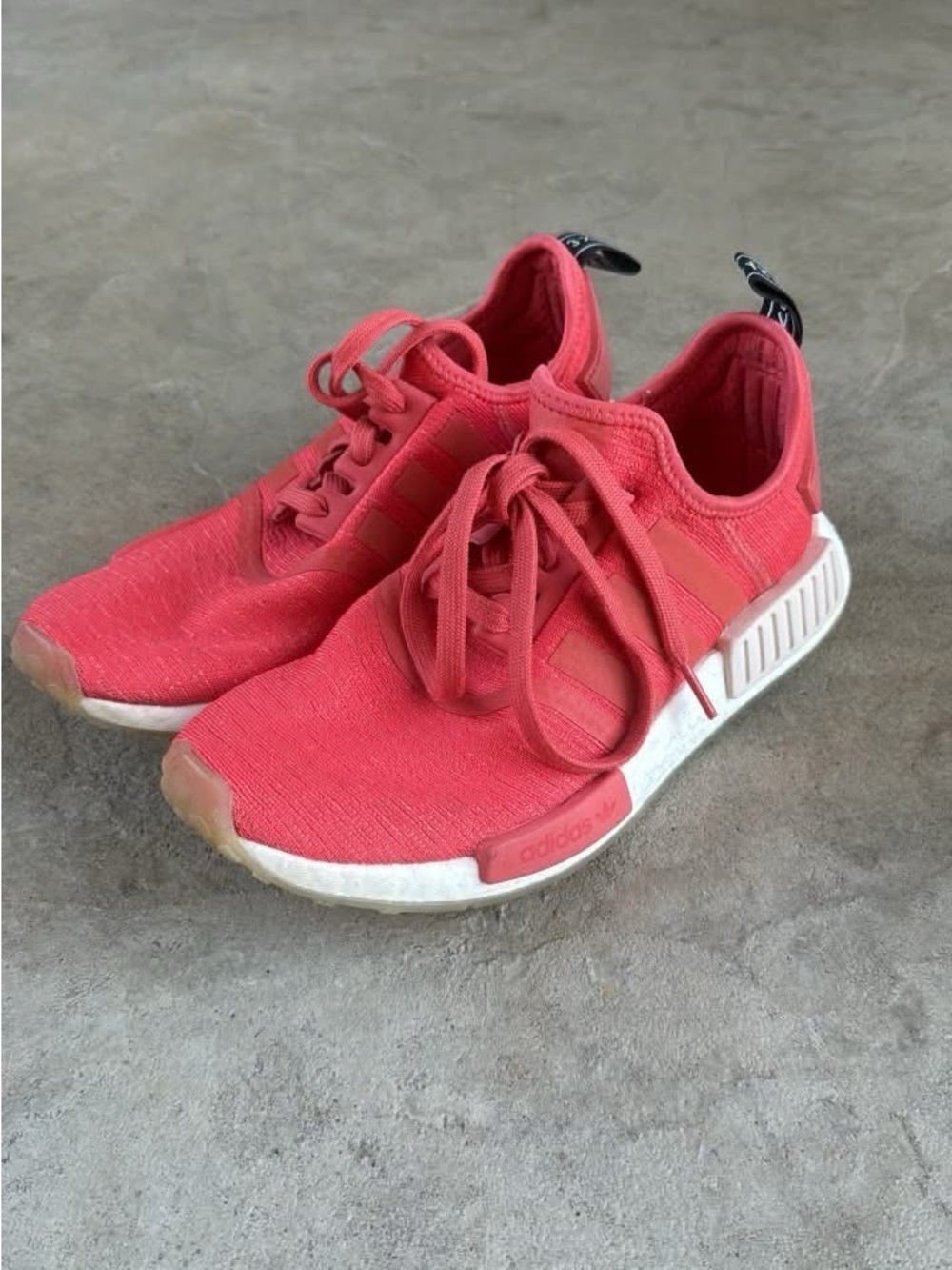 adidas Coral-Red Knit Lace-Up Sneakers